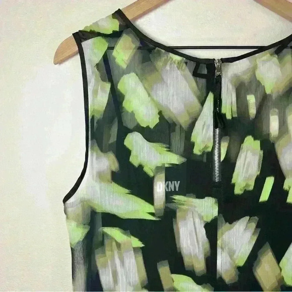 DKNY | NWT Womens Abstract Print Midi Dress in Black Lazer Multi | Size Large - Picture 8 of 15